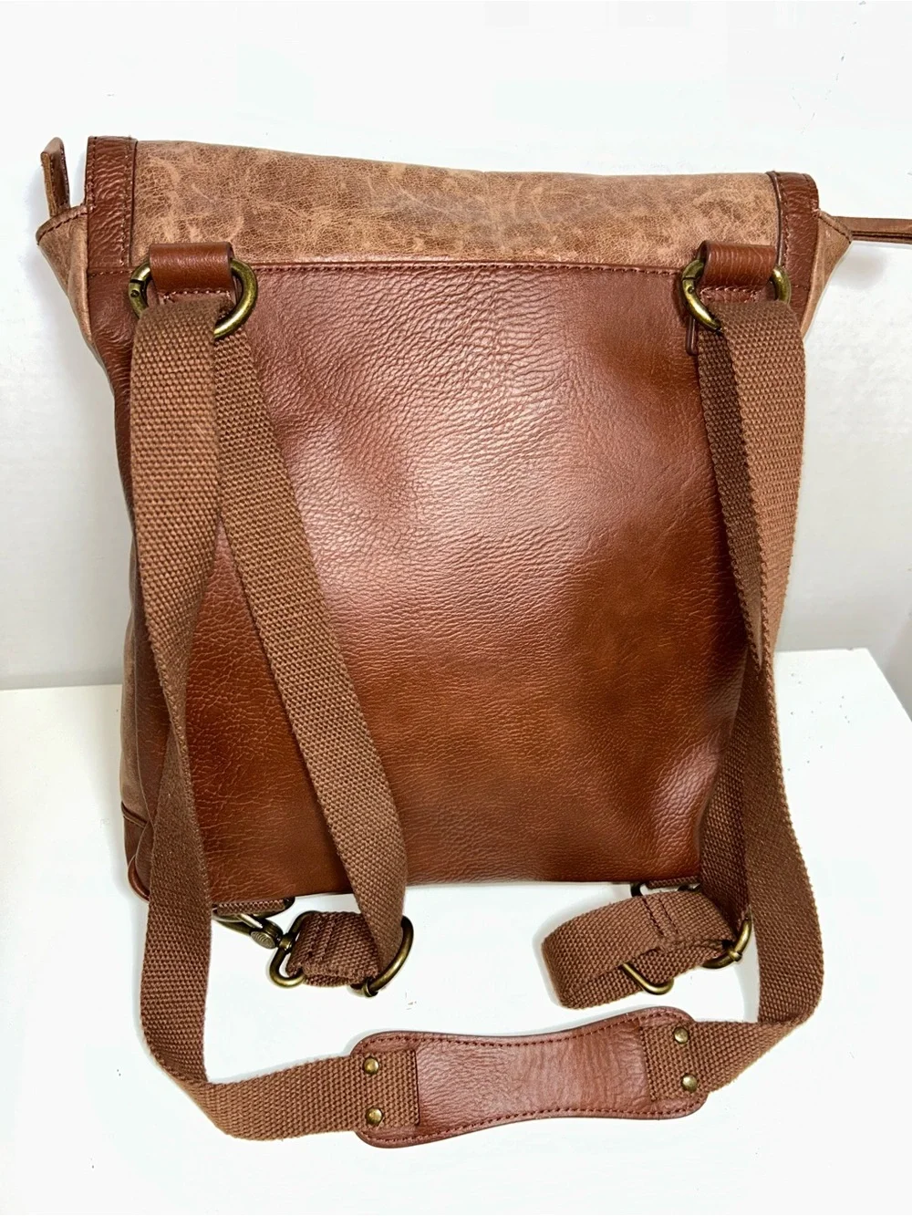 The Sak Ventura Convertible Brown Leather Backpack Shoulder Bag Crossbody - Picture 9 of 12